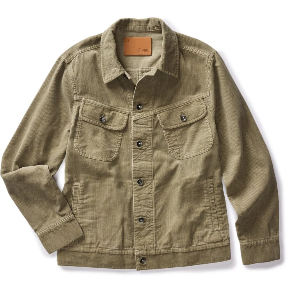 Taylor Stitch Mens Long-Haul Jacket in Light Sage Cord, Large 42